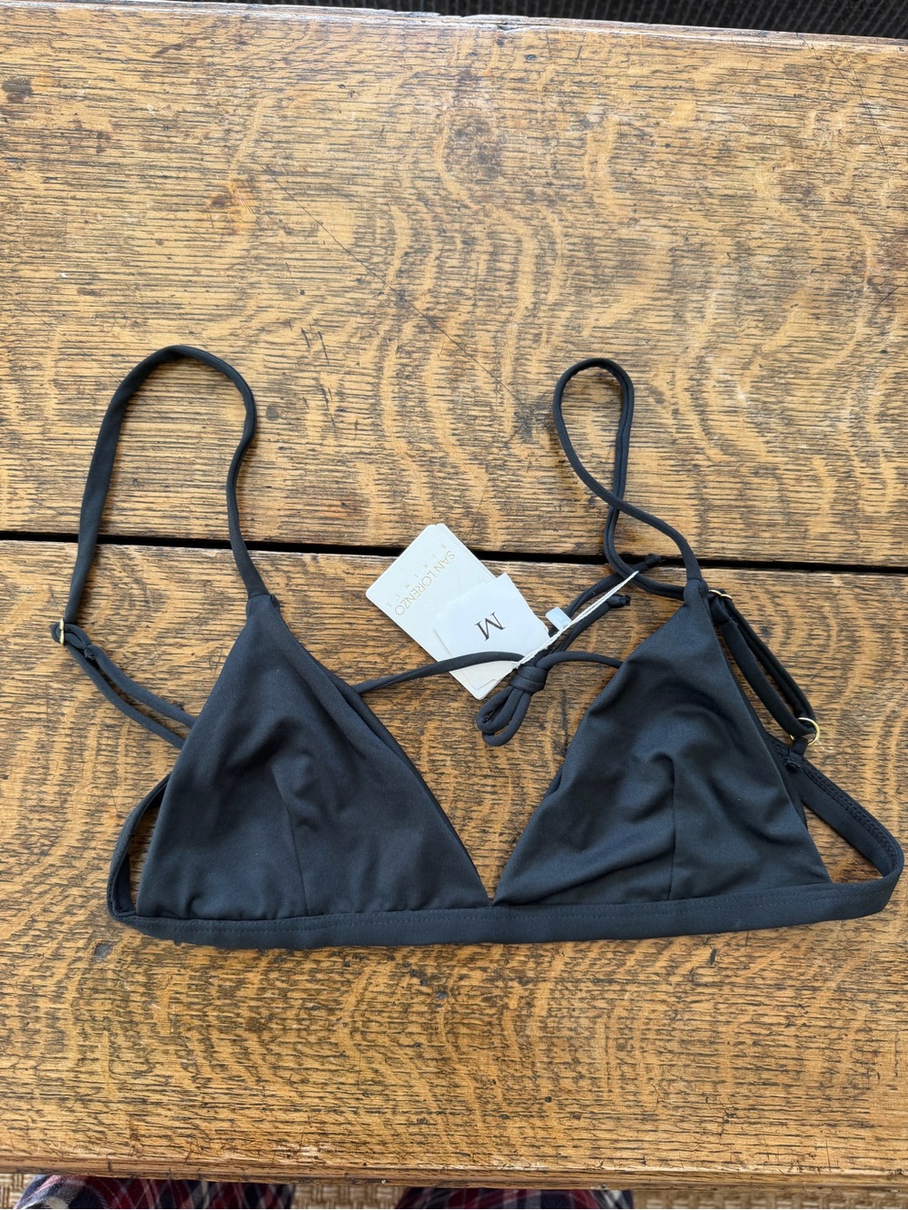 San Lorenzo Black String Bikini Top